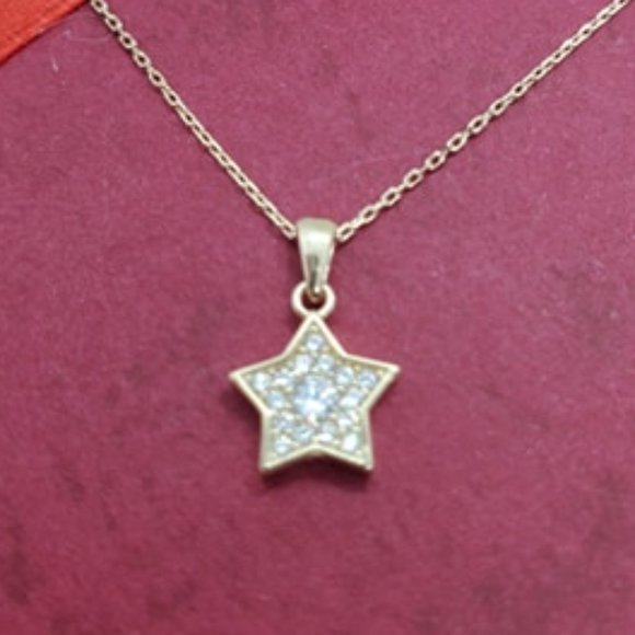 Jewelry - 14 KT ITALIAN GOLD CHAIN AND CZ STAR PENDANT